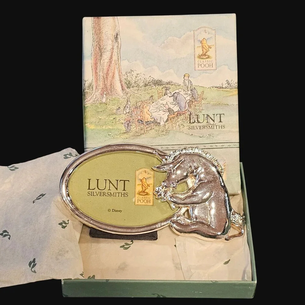 Vtg 1990s Lunt Classic Disney Eeyore Silver Plated Photo Frame With Original Box